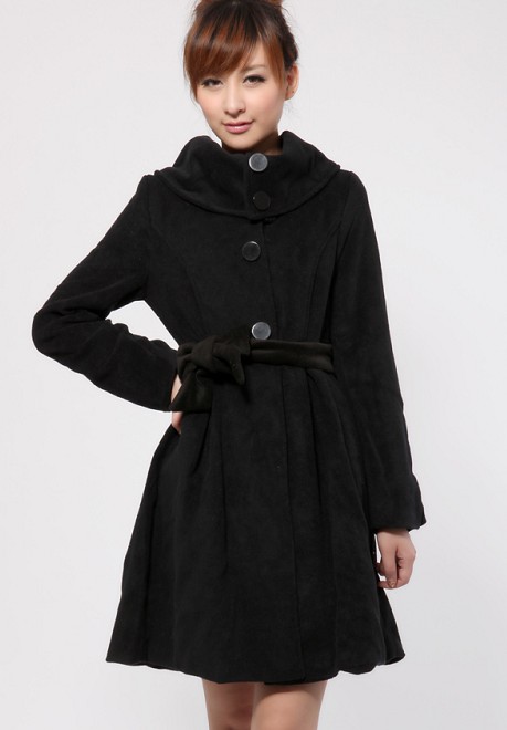 Пальто черное (без пояса)
