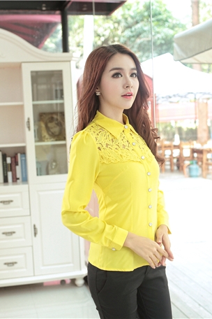 Желтая женская рубашка