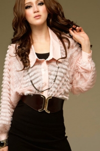 Оригинальная розовая рубашка с пушистым ворсом