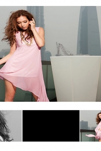 Воздушное розовое шифоновое платье