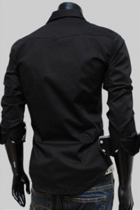 Черная рубашка с двухсторонними манжетами