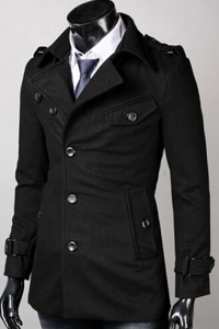 Черное пальто с поясом