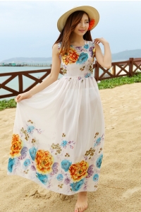Длинное цветочное платье
